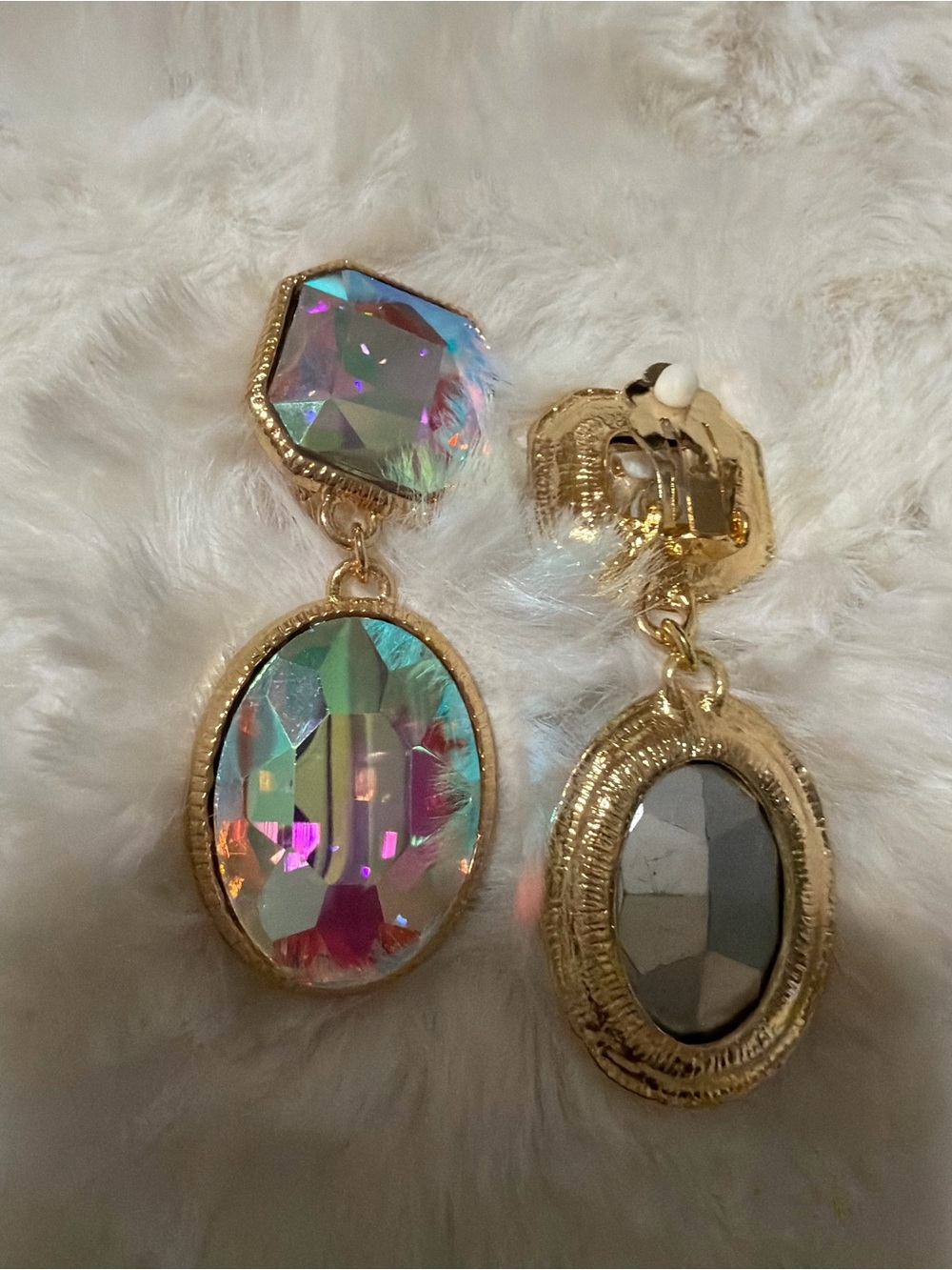 Gold Drop Earrings with Aurora Crystal Accents